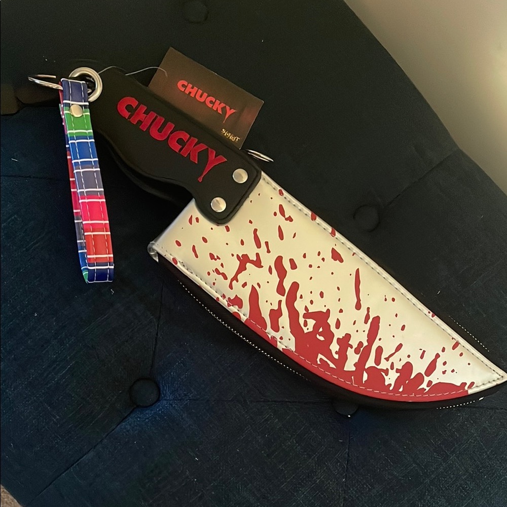 Chucky Knife Bag with Red Splatter Design